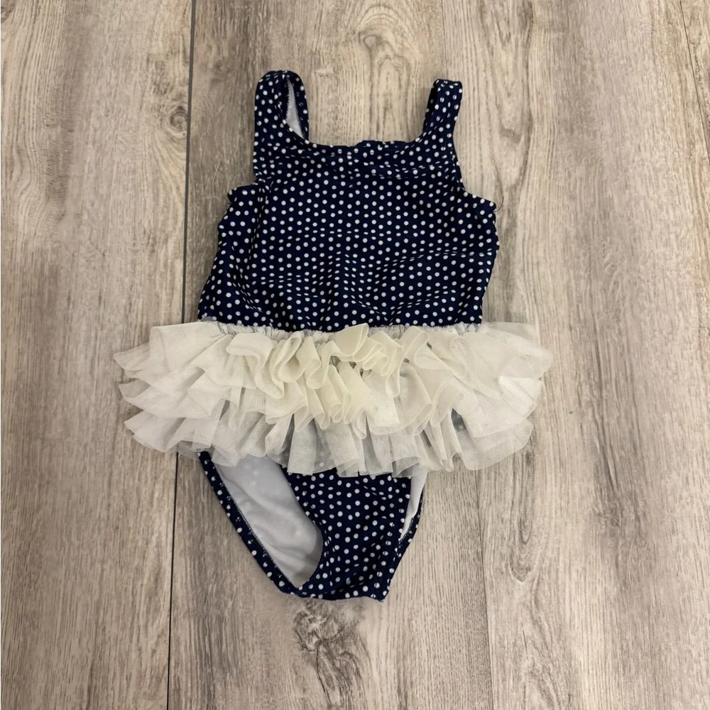 Cat & Jack Navy Polka Dot One Piece Swimsuit